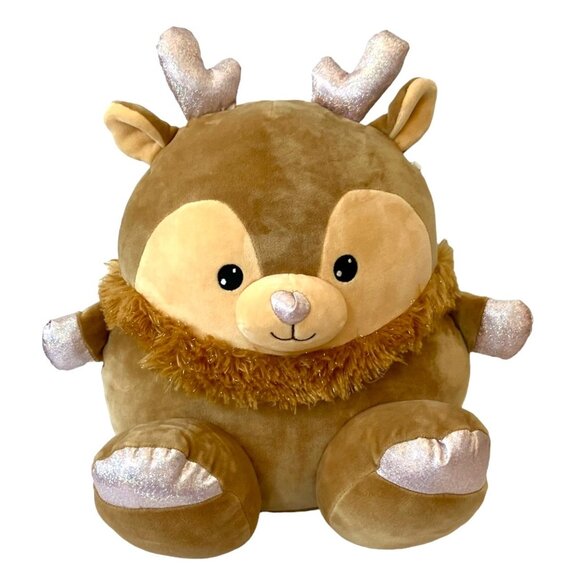 NEW Large Animal Adventure Squeeze w/Love XTRA PUFF Reindeer Glittery Plush-15" - Picture 1 of 16